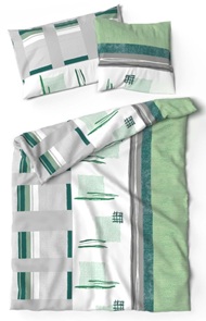 Jersey Bettwäsche Lotus Malea grün mit grafischem Dessin