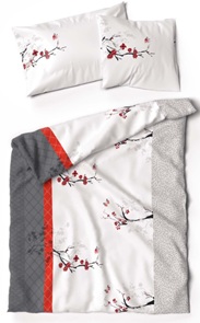 Noyama Jersey Bettwäsche Lotus mit Schmetterlingen und Kirschblüten