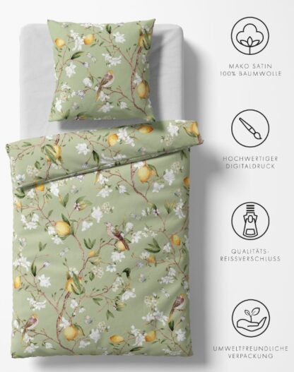 Satin Bettwäsche Fleuresse BedArt-S "Schmetterlinge im Zitronenbaum" – Bild 3