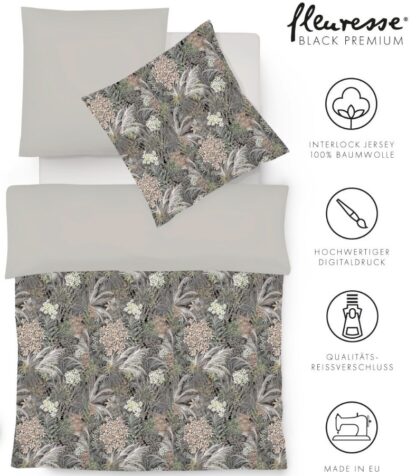 Jersey Bettwäsche Black-Premium Braun "Blumenpracht" – Bild 3