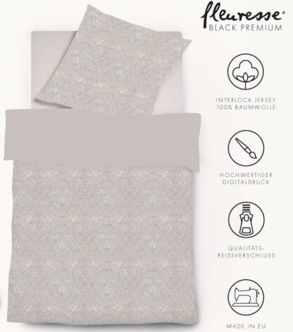 Jersey Bettwäsche Black-Premium Silber "Zarte Paisley" – Bild 3