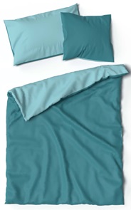 Doubleface Uni-Bettwäsche Lotus Bambus Farbe aqua