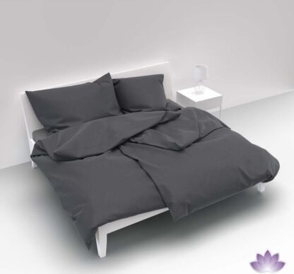 Satin-Bettwäsche Lotus uni graphit – Bild 2