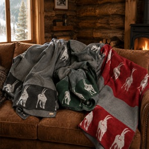 Wohndecke Alpenchic Arosa mit Steinbock Grösse 140x180cm
