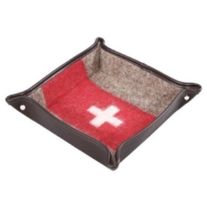 Taschenentleerer braun Swiss-Army Grösse 18x18cm mit Schweizerkreuz