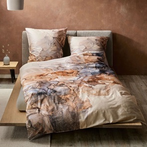 Satin Bettwäsche Fleuresse BedArt-S mit fliessendem, abstraktem Muster in der Farbe Beige-07