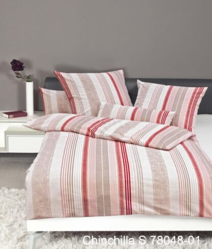 Janine Chinchilla-S Edelflanell-Bettwäsche "Streifendessin rot-beige" – Bild 2