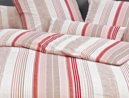 Janine Chinchilla-S Edelflanell-Bettwäsche "Streifendessin rot-beige" – Bild 3