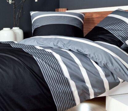Janine moments-JD Satin-Bettwäsche "Streifen silber-schwarz" – Bild 3