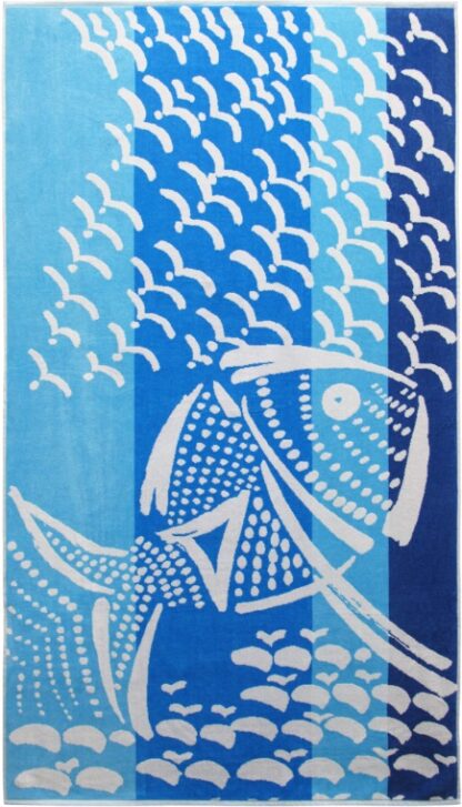 Badetuch - Strandtuch Fisch blau – Bild 2