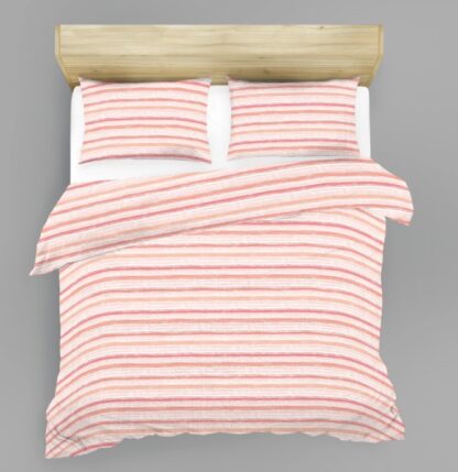 Seersucker-Renforcé-Bettwäsche LaBelle stripe rosa Allover – Bild 2