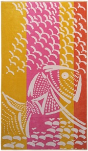 Strandtuch Fisch orange Grösse 100x180cm aus 100% Baumwolle
