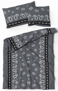 Bandu Lotus Bambus-Bettwäsche in anthrazit mit Paisleydessin