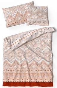 Bambus Bettwäsche Lotus Lindsey mit buntem Ethno-Muster in beige und orange