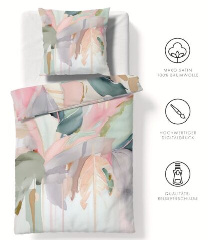 Satin Bettwäsche Fleuresse BedArt-S "Abstraktes Blätterdesign" – Bild 3