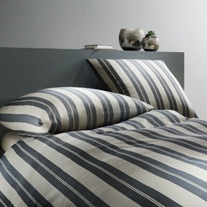 Mako-Brokat-Damast Bettwäsche Fleuresse Black-Premium in der Farbe Grau-01 mit breiten Streifen
