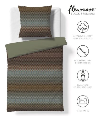 Jersey Bettwäsche Black-Premium Grau-Braun "Geometrisches Muster" – Bild 3