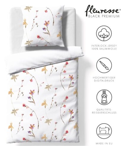 Jersey Bettwäsche Black-Premium Multicolor "Florales Muster" – Bild 3