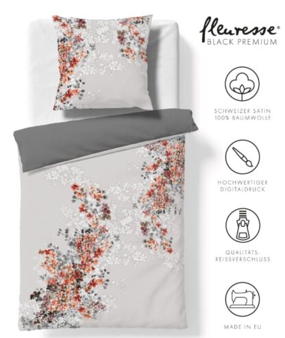 CH-Satin Bettwäsche Black-Premium "Florales Blumendesign" – Bild 3