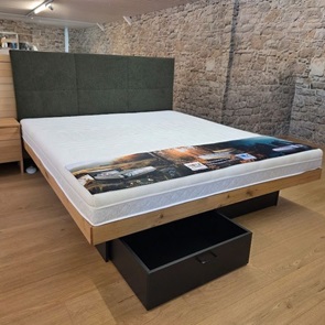 Holzwasserbett Box-10 mit Holzumrandung in rustikaler Eiche