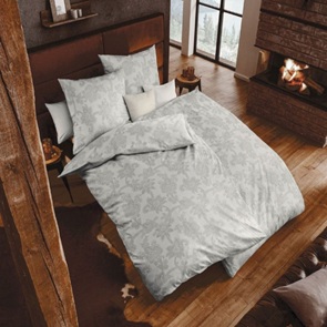 Flanell Bettwäsche Lech Silber mit Rosendessin