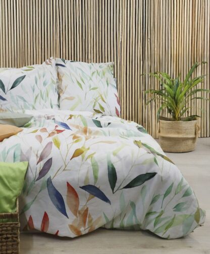 Leinen Bettwäsche Fleuresse Provence-Cassis "Modernes Blättermotiv" – Bild 2