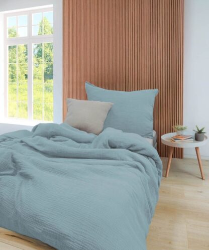 Musselin Bettwäsche Fleuresse Faro "Uni-Bleu" – Bild 2