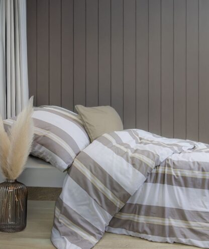 Buntgewebe Bettwäsche Porto Beige "Streifenmuster" – Bild 2
