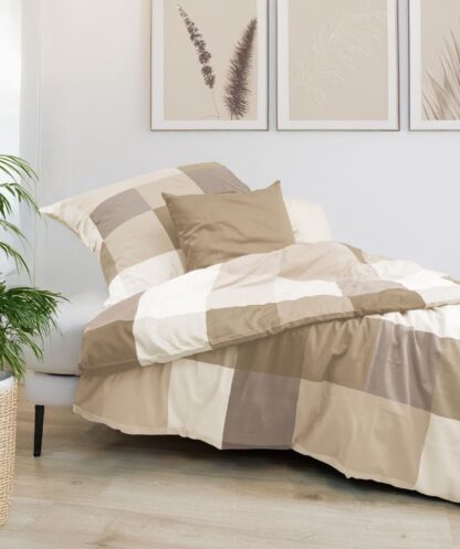 Buntgewebe Bettwäsche Porto Beige "Klassisches Karo" – Bild 2