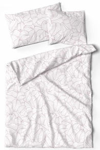 Lotus Renforcé-Bettwäsche Funkia mit zartem Blätterdessin in beige und rosa