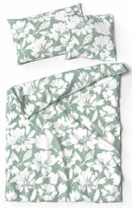 Lotus Renforcé Bettwäsche Luisa mit bezauberndem Blumendessin in weiss und salbeigrün