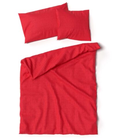 Seersucker-Bettwäsche Lotus uni rot – Bild 2