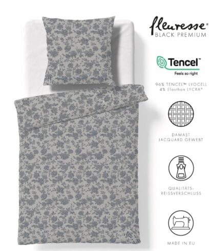 Tencel-Lyocell Bettwäsche Black-Premium "Florales Design" – Bild 3