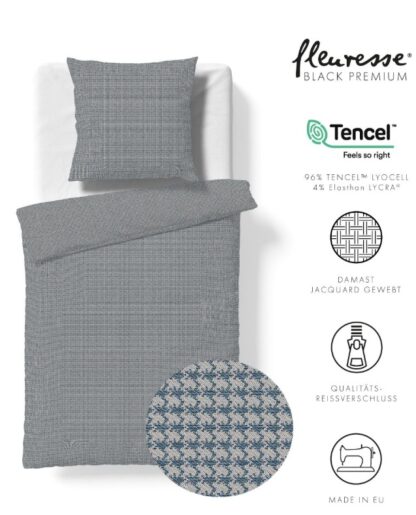 Tencel-Lyocell Bettwäsche Black-Premium "Hahnentrittmuster" – Bild 3