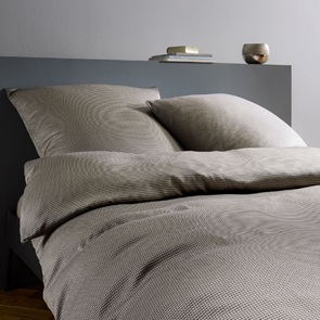 Tencel Damast-Bettwäsche Grau Jacquard gewebt mit Hahnentrittmuster