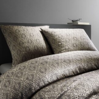 Tencel Damast-Bettwäsche Grau Jacquard gewebt mit filigranen Ornamenten