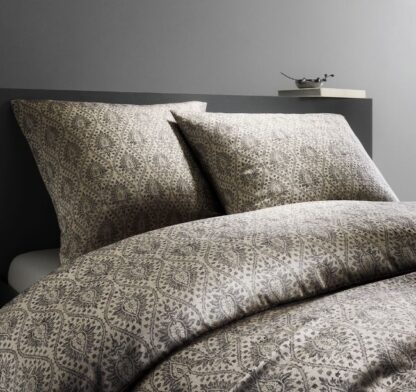 Tencel Damast-Bettwäsche Grau Jacquard gewebt mit filigranen Ornamenten