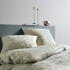 Tencel Damast-Bettwäsche Grün Jacquard gewebt mit filigranen floralen Muster