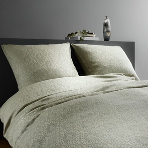 Tencel Damast-Bettwäsche Grün Jacquard gewebt mit filigranen Ornamenten