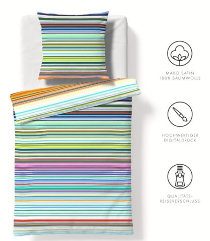 Satin Bettwäsche Fleuresse BedArt-S "Lebendiges Streifenmuster" – Bild 3