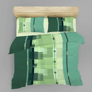 Renforcé Bettwäsche LaBelle Blue green mit Streifendessin