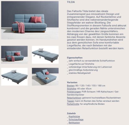 Bettsofa Leu-Swiss "Tilda-155" hellgrau – Bild 6