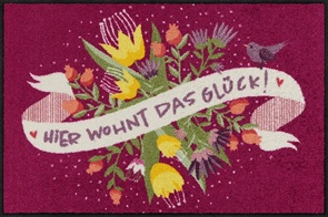 Fussmatte Salonlöwe Das Glück mit farbigem Blumenbouquet Grösse 50x75cm