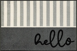 Wash und Dry Türvorleger Hello Stripes mit coolem Schriftzug