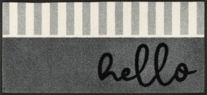 Wash und Dry Türvorleger Hello Stripes mit coolem Schriftzug