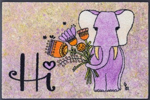 Wash+Dry Türvorleger Lucky Elephant mit witziger Elefanten-Zeichnung