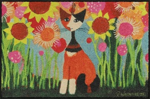Türvorleger Salonlöwe Lili von Rosina Wachtmeister 50x75cm in rot, gelb und grün