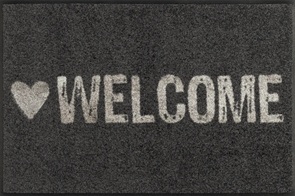 Wash und Dry Türvorleger Warmly Welcome mit coolem Schriftzug und Herz