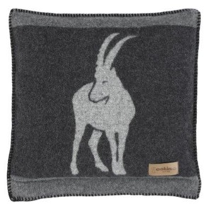 Sofakissen Alpenchic Arosa anthrazit-grau mit Steinbock Grösse 45x45cm