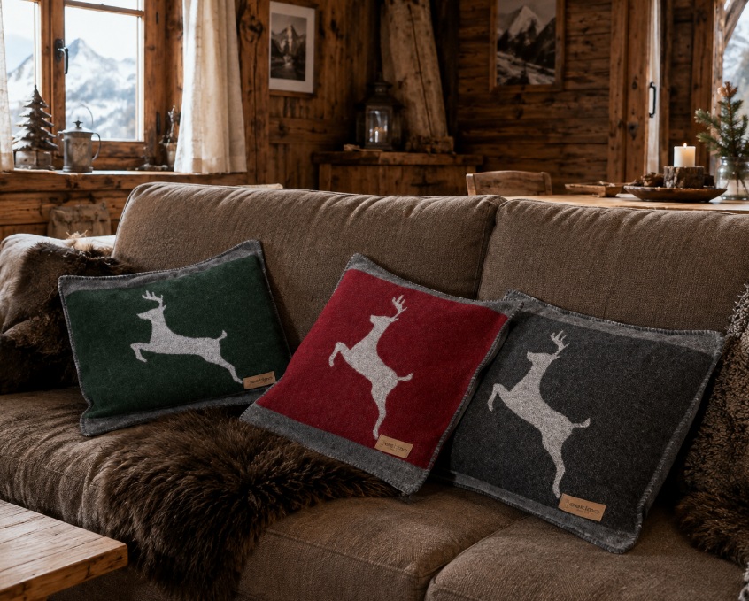 Sofakissen Alpenchic "Sedrun" mit Hirsch – Bild 2